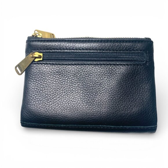 Fossil Black Leather Medium Bifold Wallet With Zippered Coin Pocket & Card Slots - Picture 2 of 8